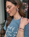 American Flag Heart Bow Drop Earrings - Halemi & Co.