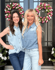 Chambray Sleeveless Button Front Top - Halemi & Co.