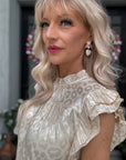Champagne Satin Leopard Blouse - Halemi & Co.