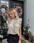 Champagne Satin Leopard Blouse - Halemi & Co.