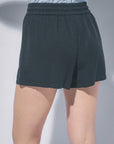 Black shorts with adjustable drawstring waistband detail