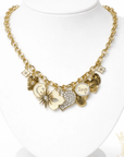 Gold Heart Charm Statement Necklace - Halemi & Co.