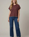 Harvest Waves Scalloped Knit Sweater Top - Halemi & Co.
