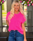 Hot Pink Ribbed Knit Top - Halemi & Co.