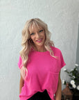 Hot Pink Ribbed Knit Top - Halemi & Co.
