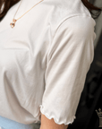 Ivory Ruffle Trim Top - Halemi & Co.