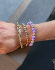 Lavender beaded bracelet trio set with feminine layered styling