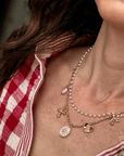 Layered Pearl Charm Necklace – Gold Multi Strand Charm Necklace - Halemi & Co.
