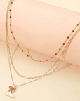 Layered Red Beaded Boot Charm Necklace - Halemi & Co.