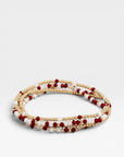 Maroon Spirit Game Day Beaded Bracelet Set featuring stretch bracelets with maroon, white, and gold beads for game day style.