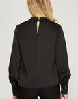 Midnight Luxe Satin Cowl Neck Blouse - Halemi & Co.