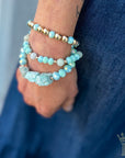 Mint Amazonite Beaded Bracelet Set – 3 Piece Stackable Bracelet - Halemi & Co.