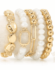 Mixed Bead & Gold Link Bracelet Set – 5 Piece Stackable Bracelet - Halemi & Co.
