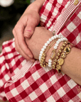 Mixed Bead & Gold Link Bracelet Set – 5 Piece Stackable Bracelet - Halemi & Co.
