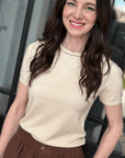 Contrast detail blouse styled for elevated boutique fashion