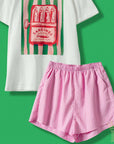 Pink and White Pinstriped Shorts - Halemi & Co.