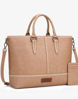 Wrangler Classic Stitch Tote in khaki with contrast stitching, detachable shoulder strap and matching cardholder