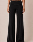 Women's black foldover waistband wide leg pants