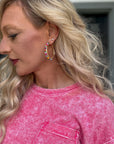 Rainbow Crystal Beaded Gold Hoop Earrings - Halemi & Co.