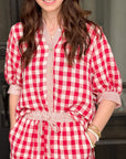 Checkered button down top and shorts set from Halemi & Co.