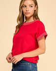 Red Rib Trim Top - Halemi & Co.