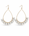 Rhinestone Fringe Hoop Earrings - Halemi & Co.
