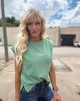 Sage Relaxed Cap Sleeve Top - Halemi & Co.