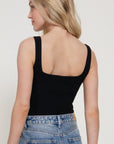 Square Neck Ribbed Sweater Bodysuit – Black - Halemi & Co.
