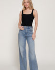 Square Neck Ribbed Sweater Bodysuit – Black - Halemi & Co.