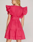 Sunset Bloom Ruffle Sleeve Tiered Mini Dress - Halemi & Co.