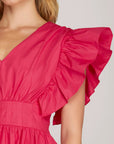 Sunset Bloom Ruffle Sleeve Tiered Mini Dress - Halemi & Co.