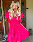 Sunset Bloom Ruffle Sleeve Tiered Mini Dress - Halemi & Co.