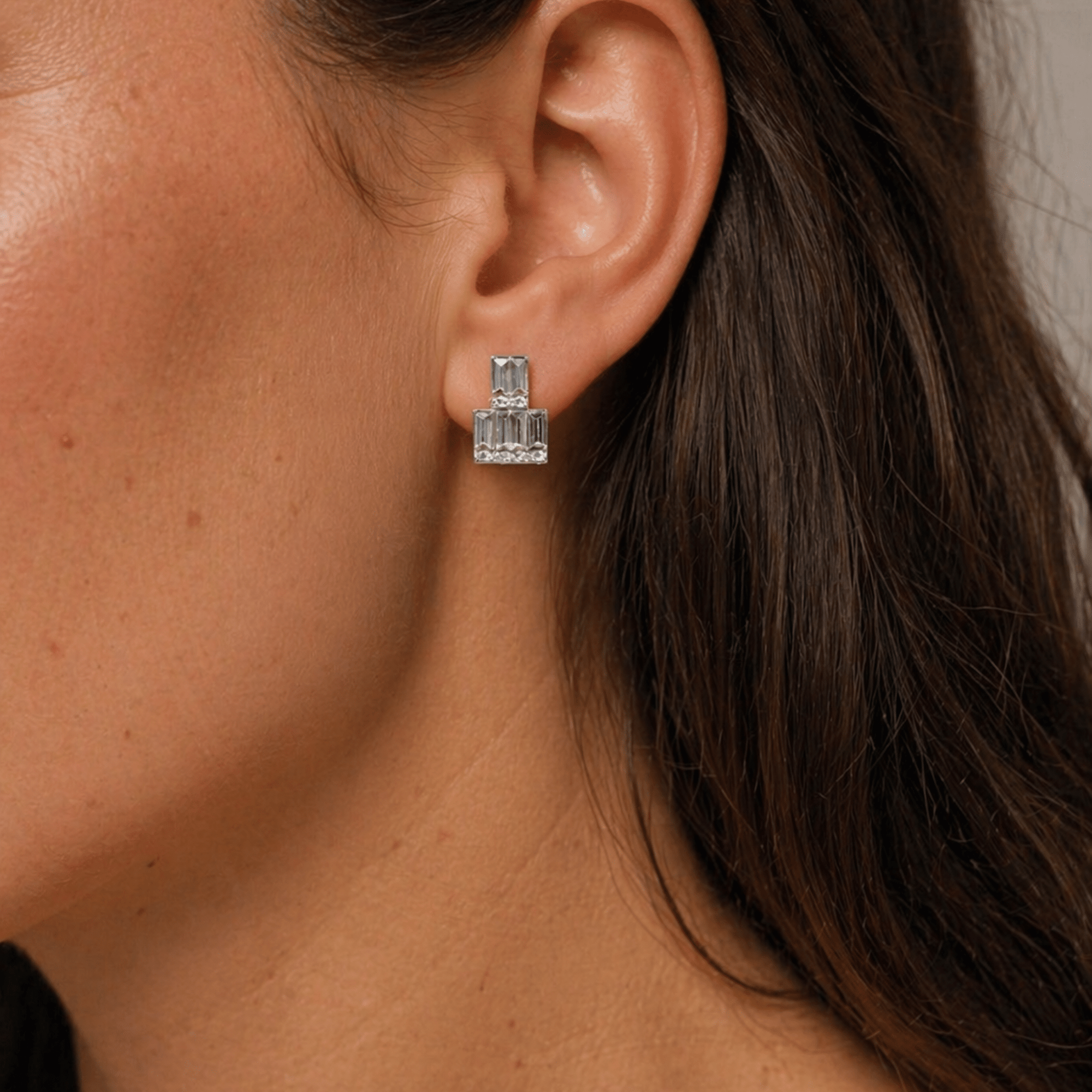 Baguette Crystal Stud Earrings - Halemi & Co.
