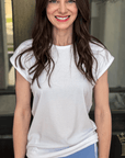 Basic Solid Ribbed Tee - Off White - Halemi & Co.