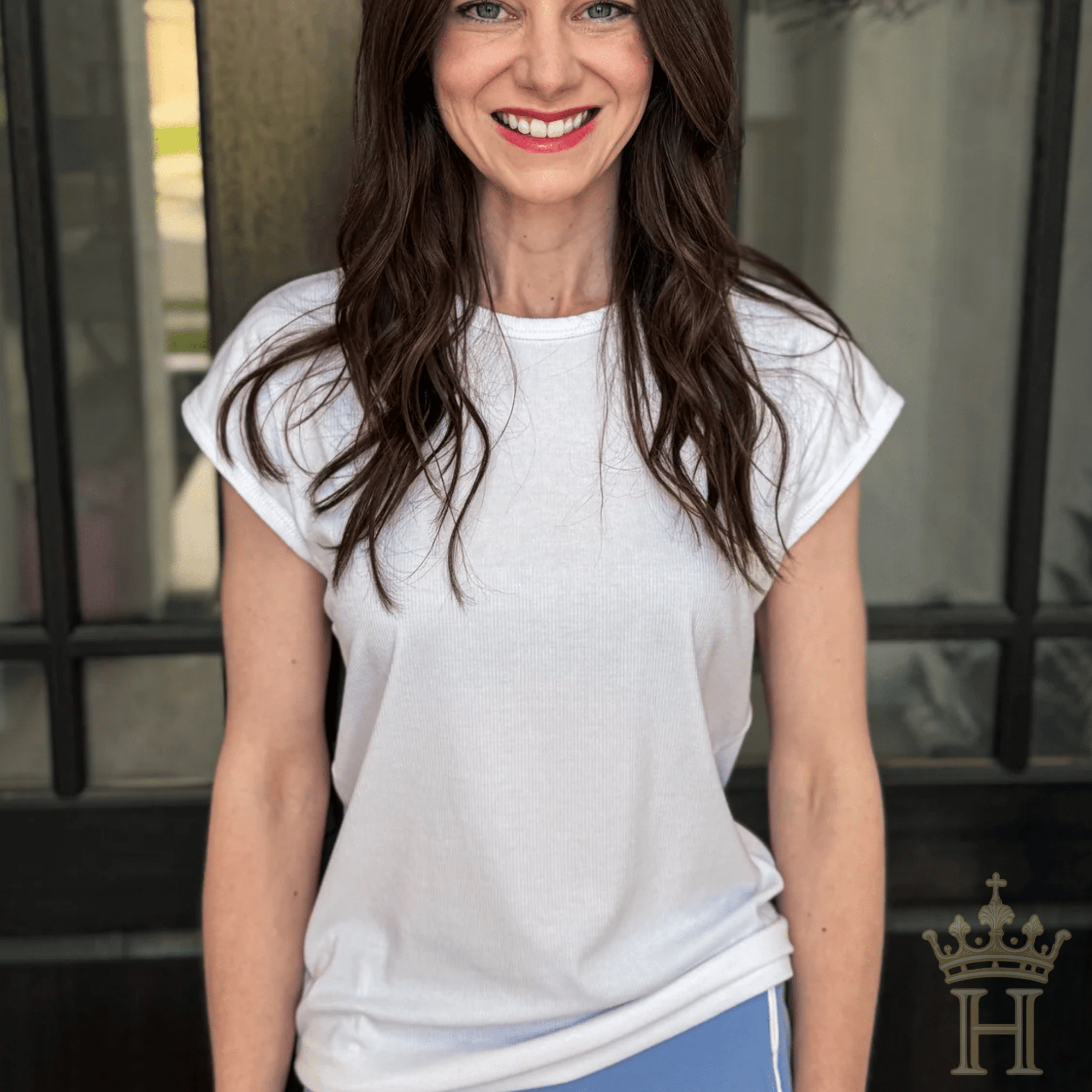 Basic Solid Ribbed Tee - Off White - Halemi & Co.