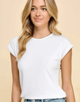 Basic Solid Ribbed Tee - Off White - Halemi & Co.
