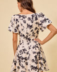 Black & Ivory Floral Mini Dress - Halemi & Co.
