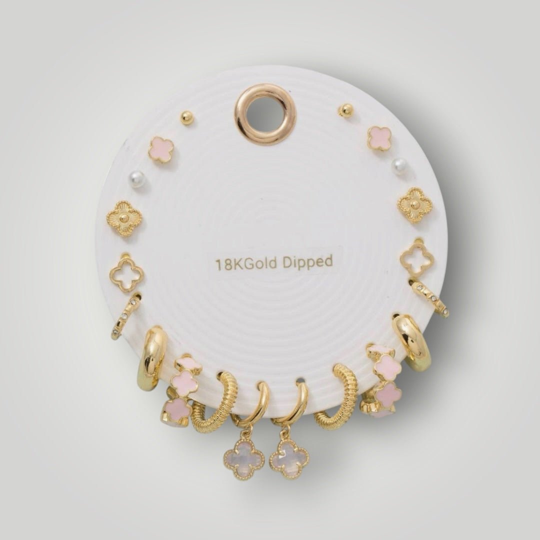 Blush Clover 18K Gold Dipped Earring Set - Halemi & Co.