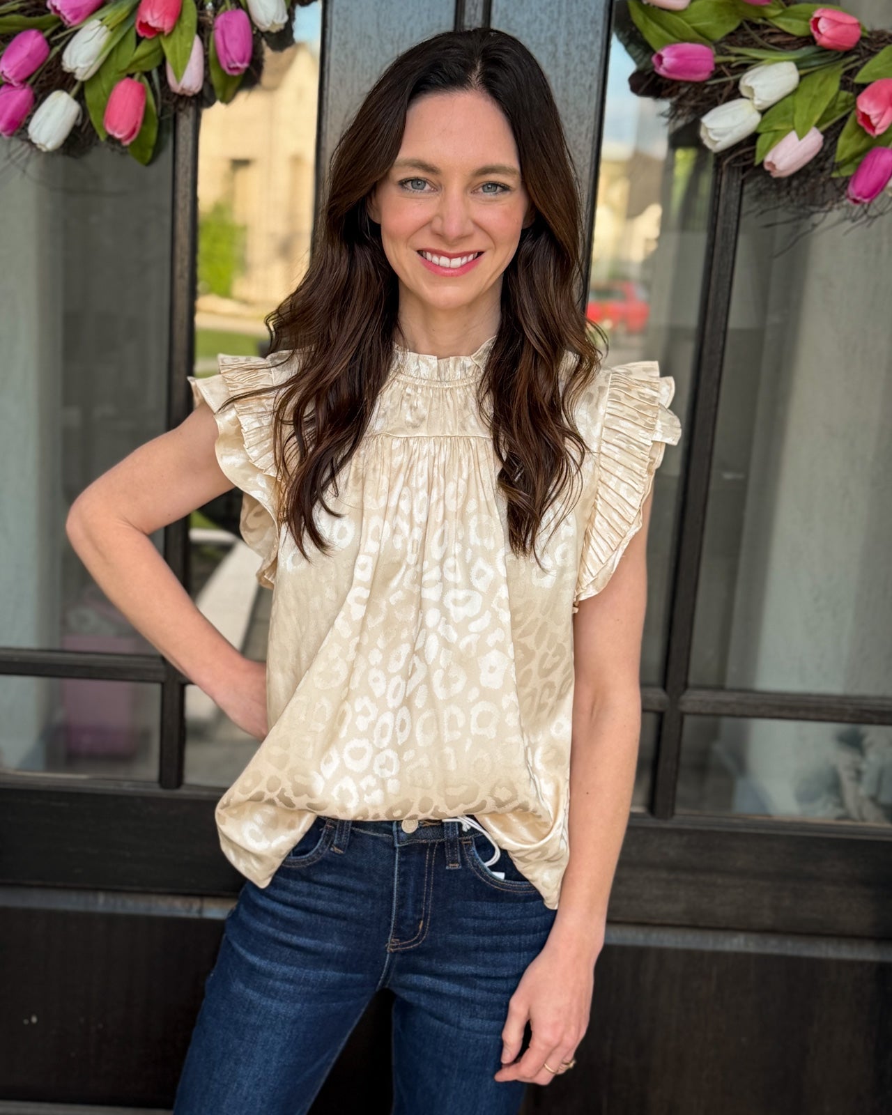 Champagne Social Blouse - Halemi & Co.