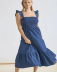 Country Charm Ruffle Strap Midi Dress - Halemi & Co.