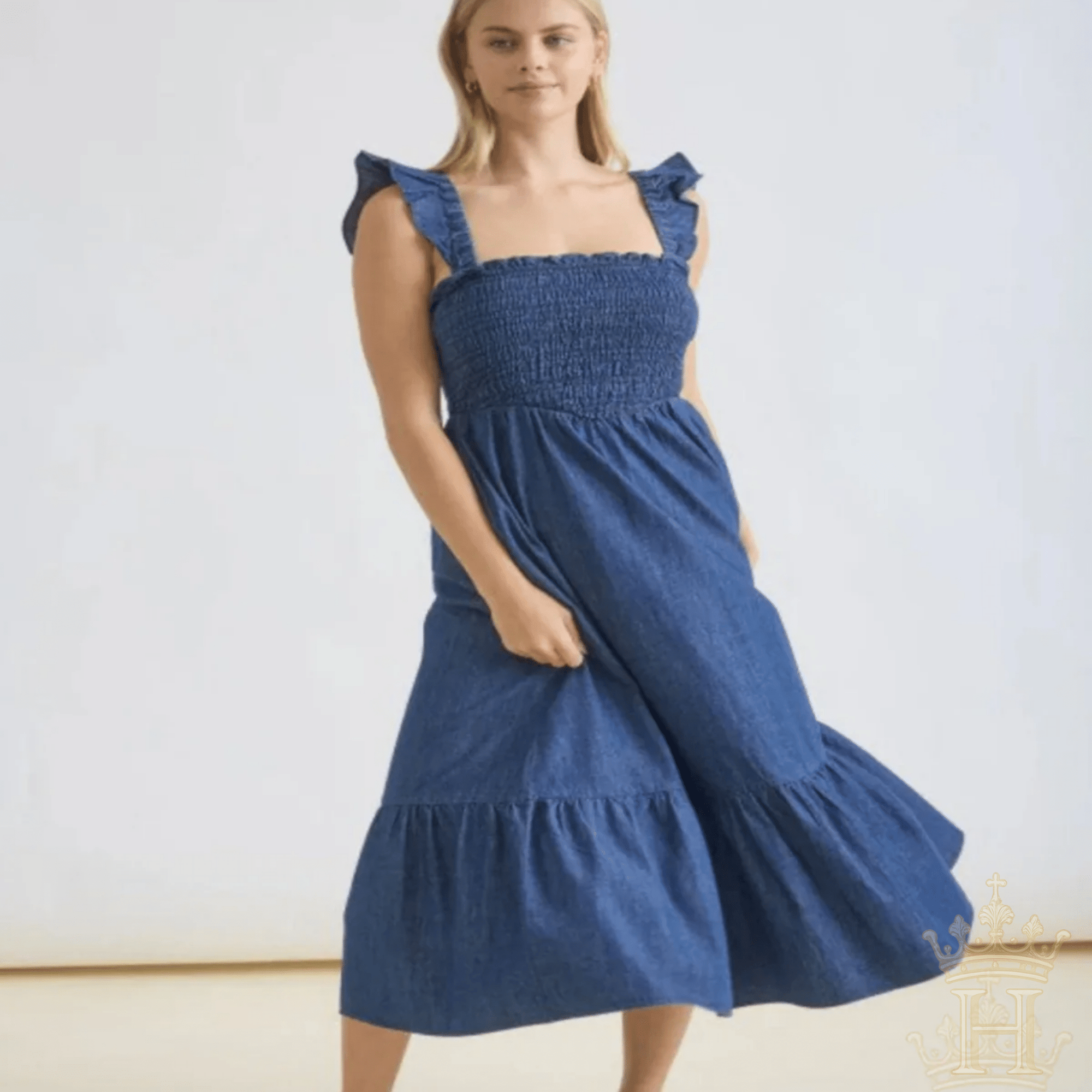 Country Charm Ruffle Strap Midi Dress - Halemi & Co.
