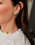 Crystal Bow Ribbon Stud Earrings - Halemi & Co.