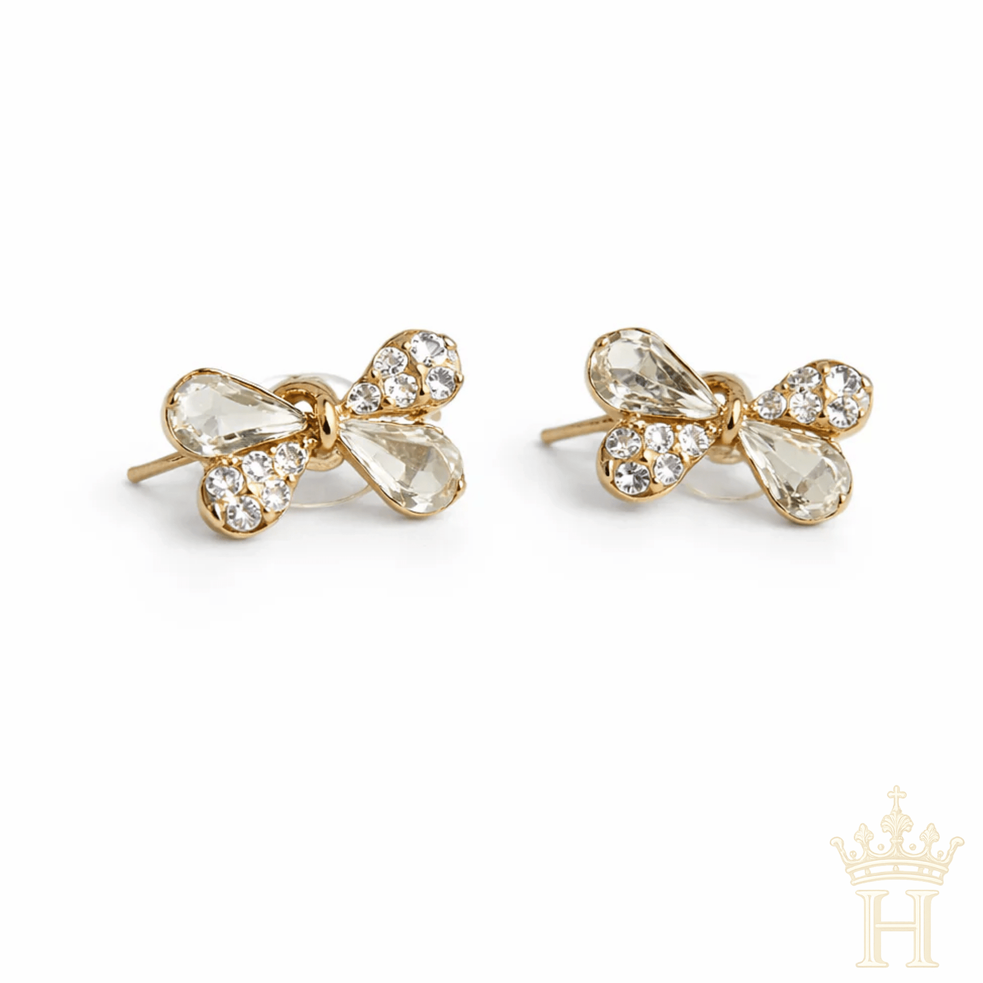 Crystal Bow Stud Earrings - Halemi & Co.