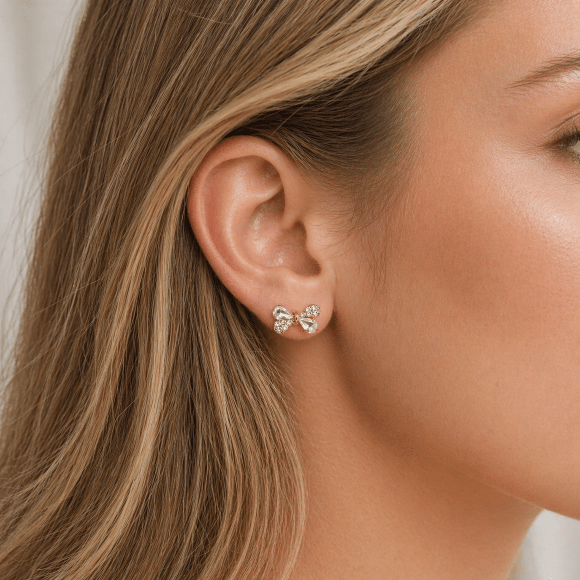 Crystal Bow Stud Earrings - Halemi & Co.