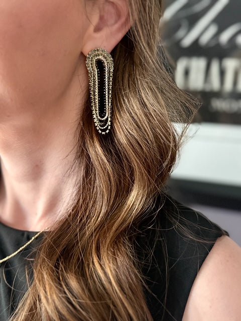 Crystal Chain Arch Statement Earrings - Halemi & Co.