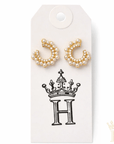 Open circle earrings with pearl and crystal detailing