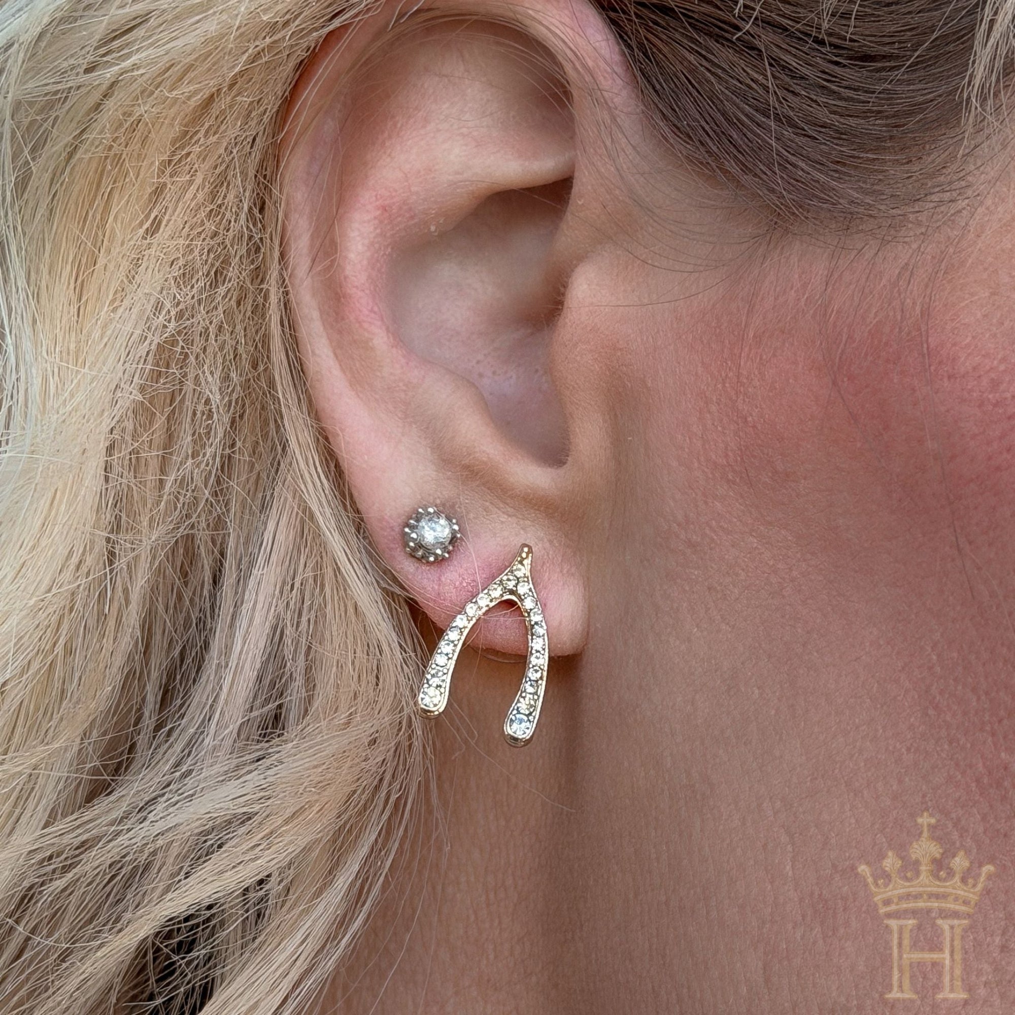 Crystal Wishbone Earrings - Halemi & Co.