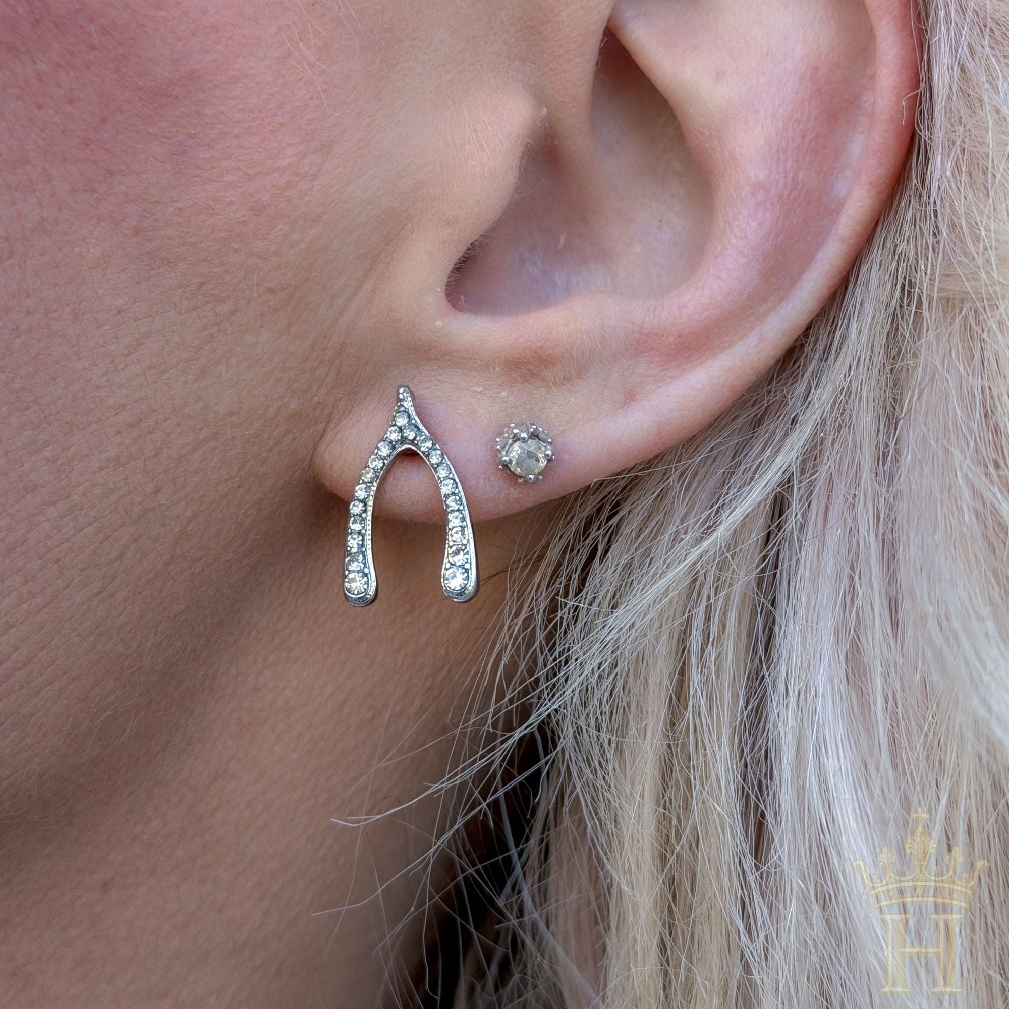 Crystal Wishbone Earrings - Halemi & Co.