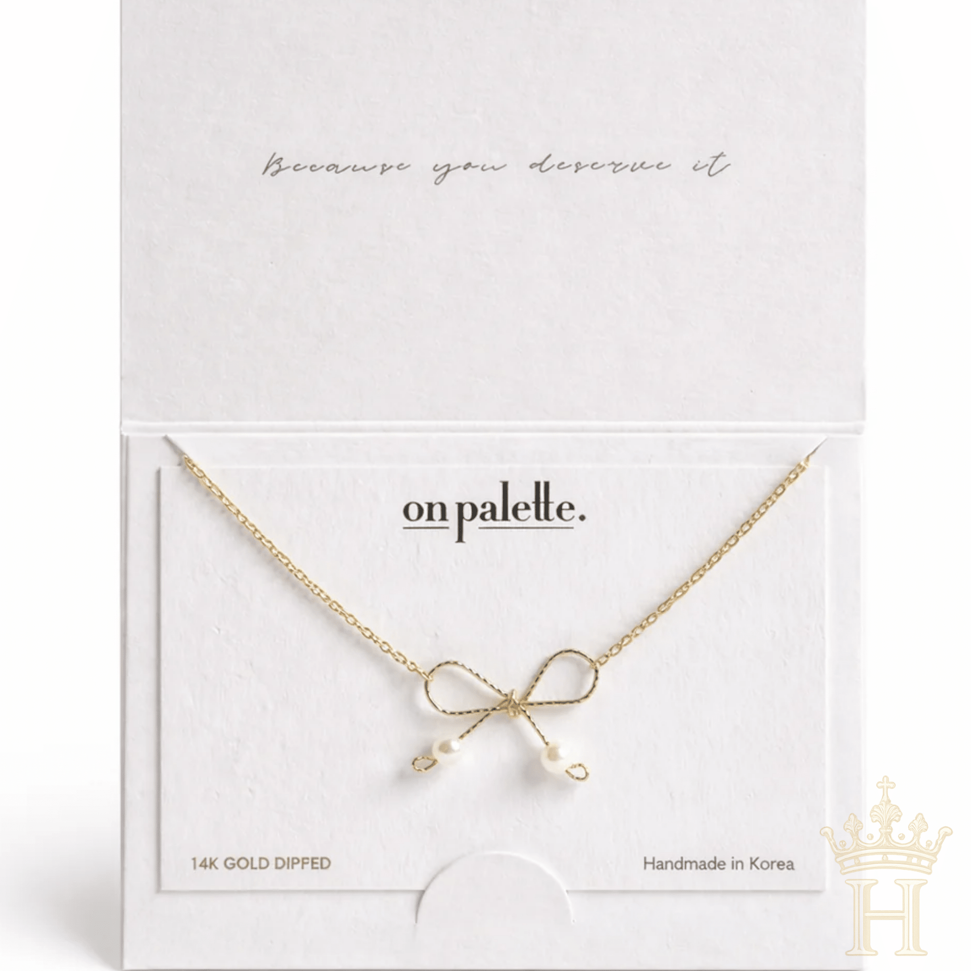 Dainty bow pearl necklace from Halemi & Co.
