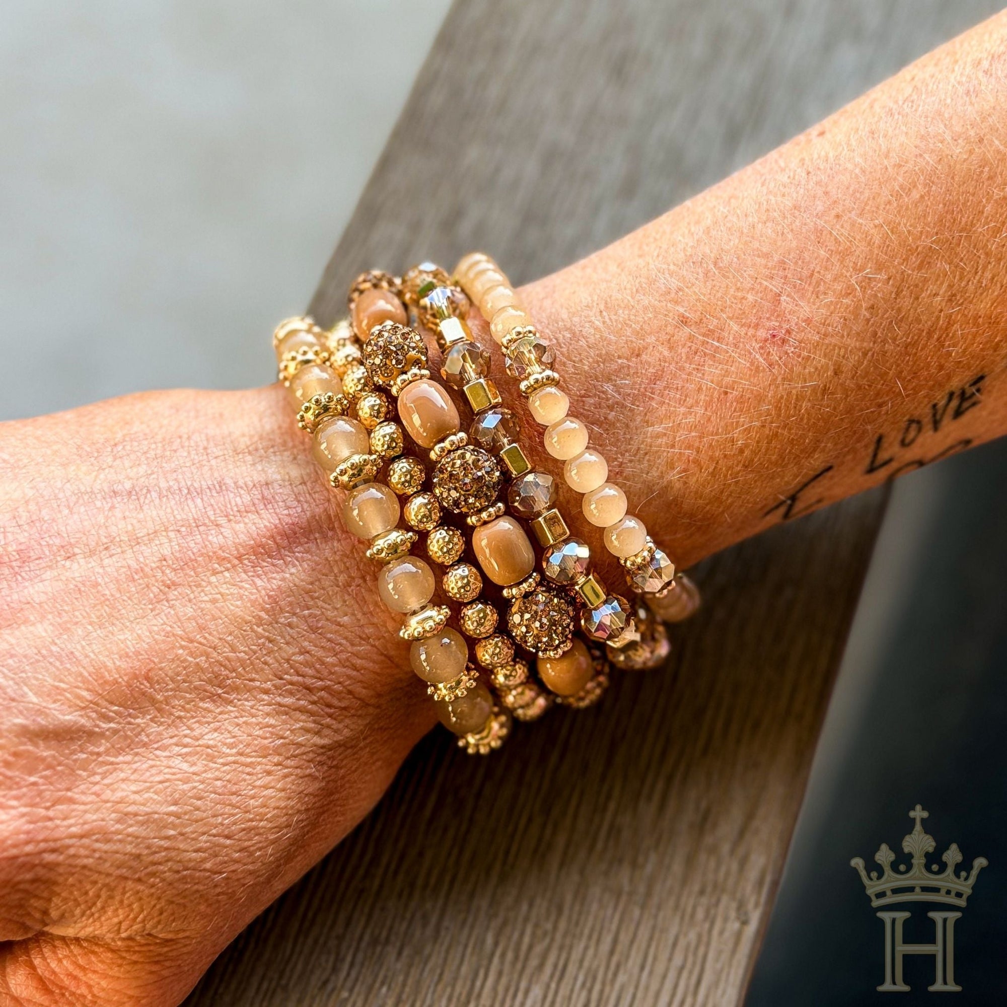 Desert Gold Beaded Bracelet Stack - Halemi & Co.